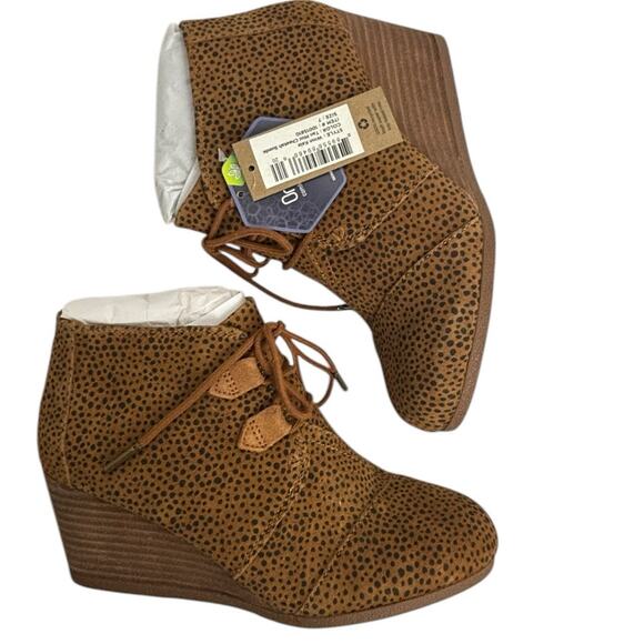 TOMS Women's Kala Desert Wedge Mini Cheetah Suede Bootie Size 7 NEW - Picture 12 of 12